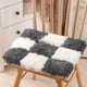 thumbnail image 1 of Nvzi Soft Square Chair Pad with Ties Plaid Faux Fur Seat Cushion with Removeable Cover Long Plush Indoor Dining Chairs Cushion (Dark Blue,16x16), 1 of 4