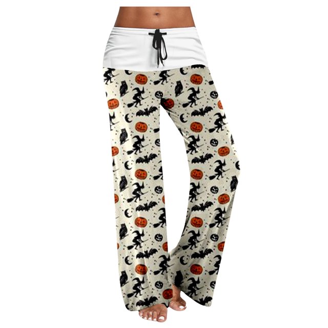 Womens Cargo Pants With Pockets Ladies Classic Casual Print Drawstring Patchwork Comfortable Wide Leg Pants Woman Pants Beige L