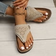 thumbnail image 4 of Rokment Wedges Orthopedic Cork Footbed Thongs Sandals for Women Boho Beach Leather Platform Slides Flip Flops Comfortable Dressy Slip on Slippers Beige Size 6, 4 of 8