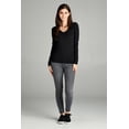 thumbnail image 3 of emmalise women's casual basic v-neck tshirt long sleeves tee top - junior and plus sizes, 3 of 5