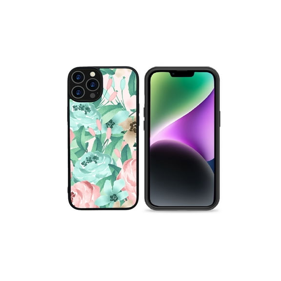 Phone Case for Apple iPhone 14 Pro Max Hybrid Print Design Vintage Pattern Fashion Rubber Hard PC TPU Shockproof Slim Fit Frame Cover [ WATERCOLOR FLORAL ]