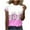 Hot Pink, variant on WREESH Floral Print Crew Neck T-Shirt Women's Fashion Short Sleeve Summer Top with 3D Print Pink