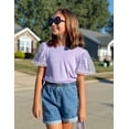 thumbnail image 4 of Arshiner Girls Shirts Mesh Puff Short Sleeves Blouse Crewneck Cute Print Summer Kids Tee Tops, 4 of 6
