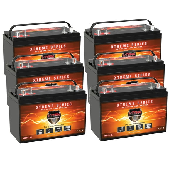 Battery Upgrade for Gem E2 E4 E6 ES and EL QTY 6 12V Vmax XTR31-135 AGM