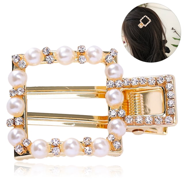 Pince à Cheveux Créative Mode Perle Décor Pince à Cheveux Alligator pour les Femmes