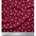 thumbnail image 1 of Soimoi Red Poly Georgette Fabric Dot & Floral Printed Fabric 1 Yard 42 Inch Wide, 1 of 6