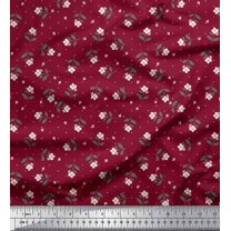 Soimoi Red Poly Georgette Fabric Dot & Floral Printed Fabric 1 Yard 42 Inch Wide
