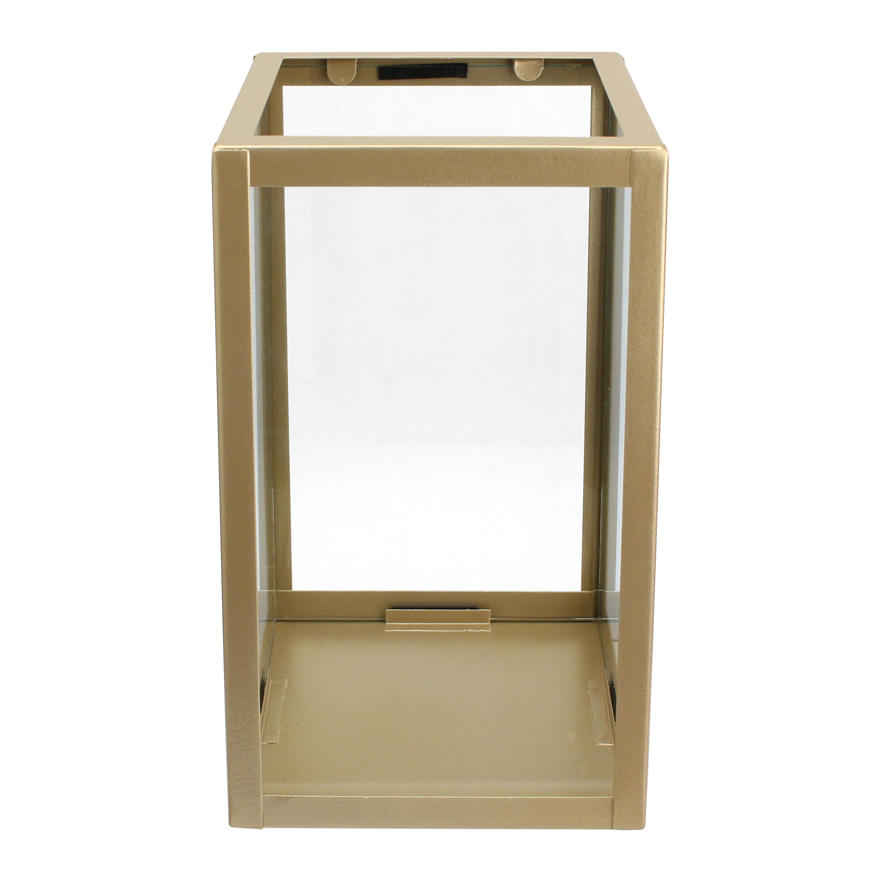 Better Homes & Gardens Indoor Decorative Metal Candle Holder Lantern, Gold, Large