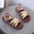 thumbnail image 6 of Girls Retro Open Toe Beach Sandals Woven Design Soft Comfortable Sole Versatile Stylish Casual Footwear For Kids Daily Summer Wear Gold 28, 6 of 7