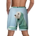 thumbnail image 2 of Lsque Mens Swim Trunks Dog Wrapped in Towel Pattern - Bathing Suit Compression Liner - Beach Swim Shorts Swimwear - (S-3XL) - Stretch Quick Dry -3X-Large, 2 of 9