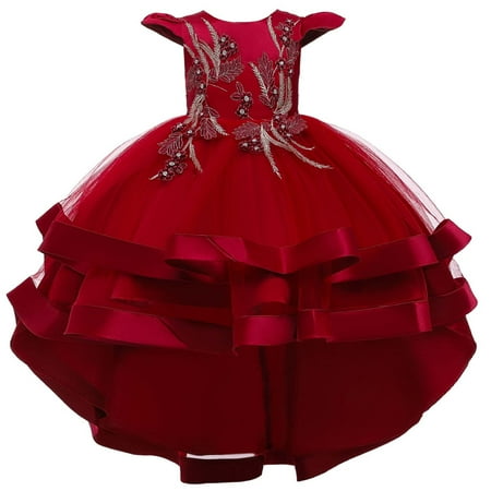 

Taqqpue Children Dress Girl Sleeveless Princess Dress Embroidery Flower Tail Dress Skirt Tutu Net Gauze Dress Canonicals Pageant Birthday Party Outfits Wedding Formal Dance Evening Maxi Gown Dress