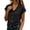Black, variant on MOJOGO Summer Shirts for Women Slimming Button Down Blouses with Short Sleeve Solid Color Dressy Shirts for Lounge Office Work Coffee S