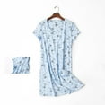thumbnail image 2 of AOMPMSDX Women's Cotton Nightgown Sleepwear Short Sleeves Shirt Casual Print Sleepdress Light Blue M, 2 of 4