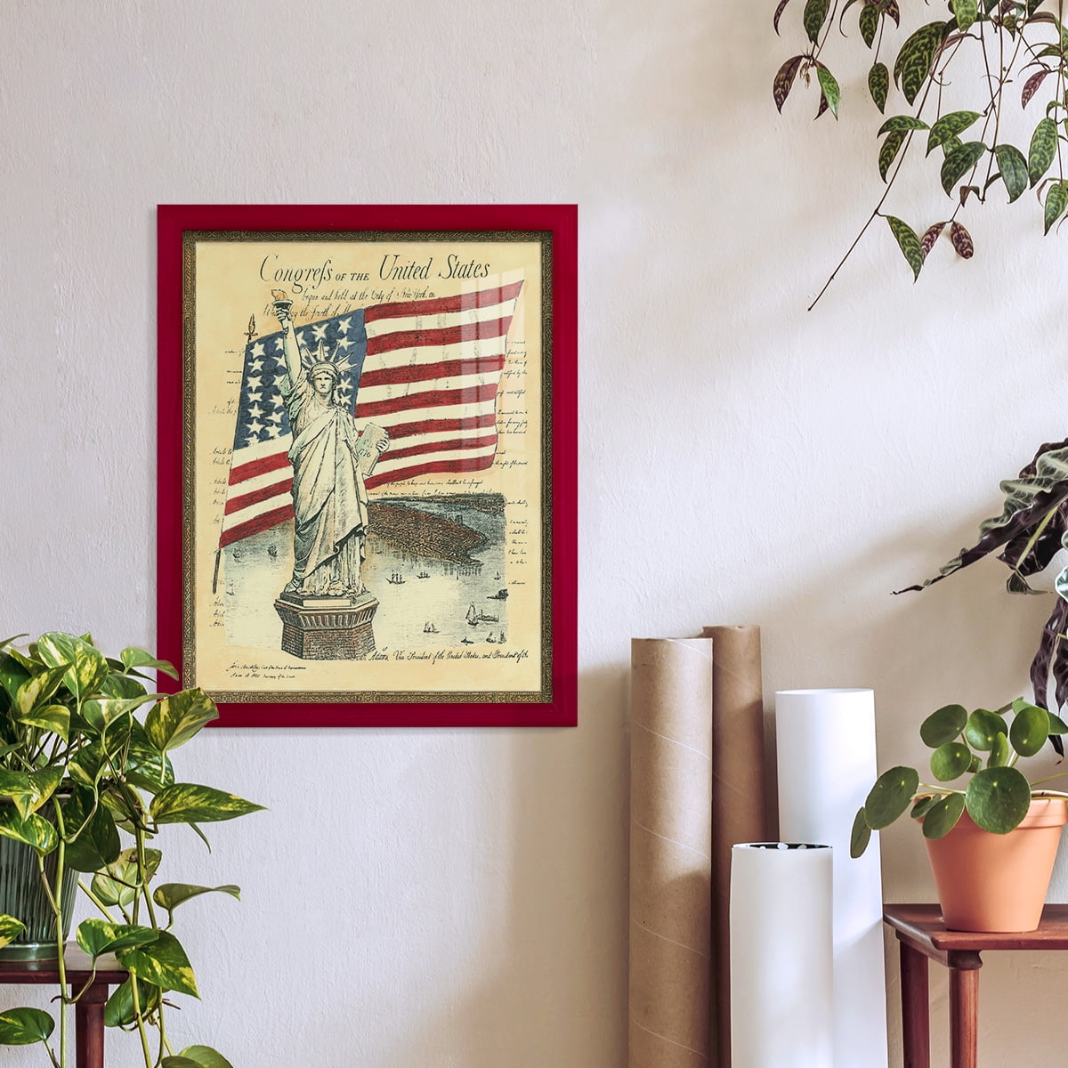 USE D # Proud To Be An American I -Framed Print w/glass-Cherry Red