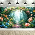 thumbnail image 2 of Enchanted Forest Backdrop Fairy Tale Wonderland Garden Woodland Butterfly Photography Background Girl Kids Birthday Decor Party Decorations Photo Booth Studio Props 7X5, 2 of 5
