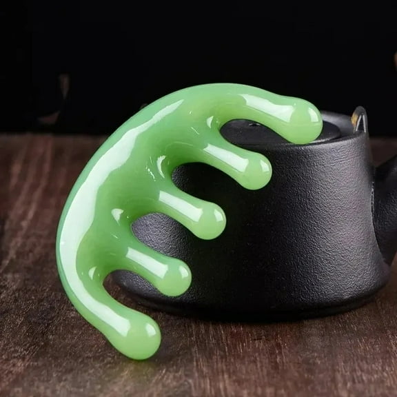 Head Massage Comb with Large Teeth and 5 Prongs Green Blood Meridian Resin Massage Tool Half Round Comb with 5 Prongs Verde