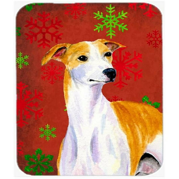 Whippet Red And Green Snowflakes Holiday Christmas Mouse Pad, Hot Pad Or Trivet - 7.75 x 9.25 In.