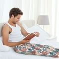 thumbnail image 4 of Uemuo Tropical Leaves Pattern Men's Wide Leg Palazzo Lounge Pants with Pockets Light Weight Loose Comfy Casual Pajama Pants-Small, 4 of 9