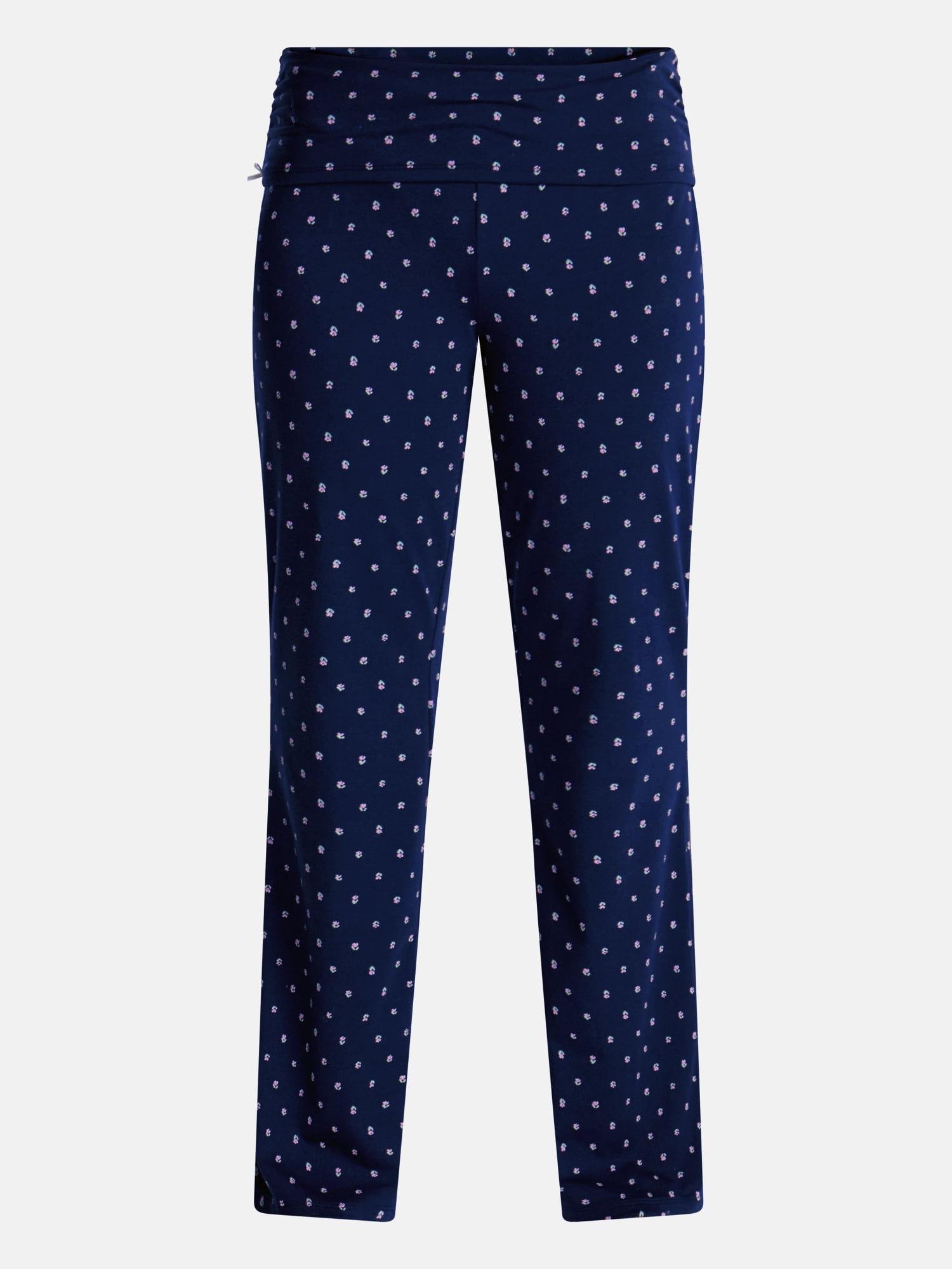 No Boundaries Cotton Blend Jersey Sleep Foldover Pants, 31'' Inseam, Women’s XXS-3X