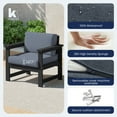 thumbnail image 2 of KINGYES 3 Pieces Outdoor Furniture Set, HDPE All Weather Use Conversation Couch Sets,2 Armchairs & 1 Coffee Table for Patio Backyard, Black Frame with Gray Cushions, 2 of 10