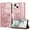 Rosegold, variant on Allytechgroup Case for iPhone 13 with Credit Card Slot, PU Leather RFID Blocking Flip Wallet Phone Case Stand Shockproof Protective Back Cover for iPhone 13, Rosegold