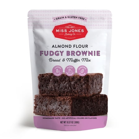 Miss Jones Baking Brownie VTF5 Mix - Almond Flour, Gluten Free, Low Carb, No Sugar Added, Naturally Sweetened Desserts & Treats - Keto, Diabetic, Atkins, WW, and Paleo Friendly (Pack of 1)