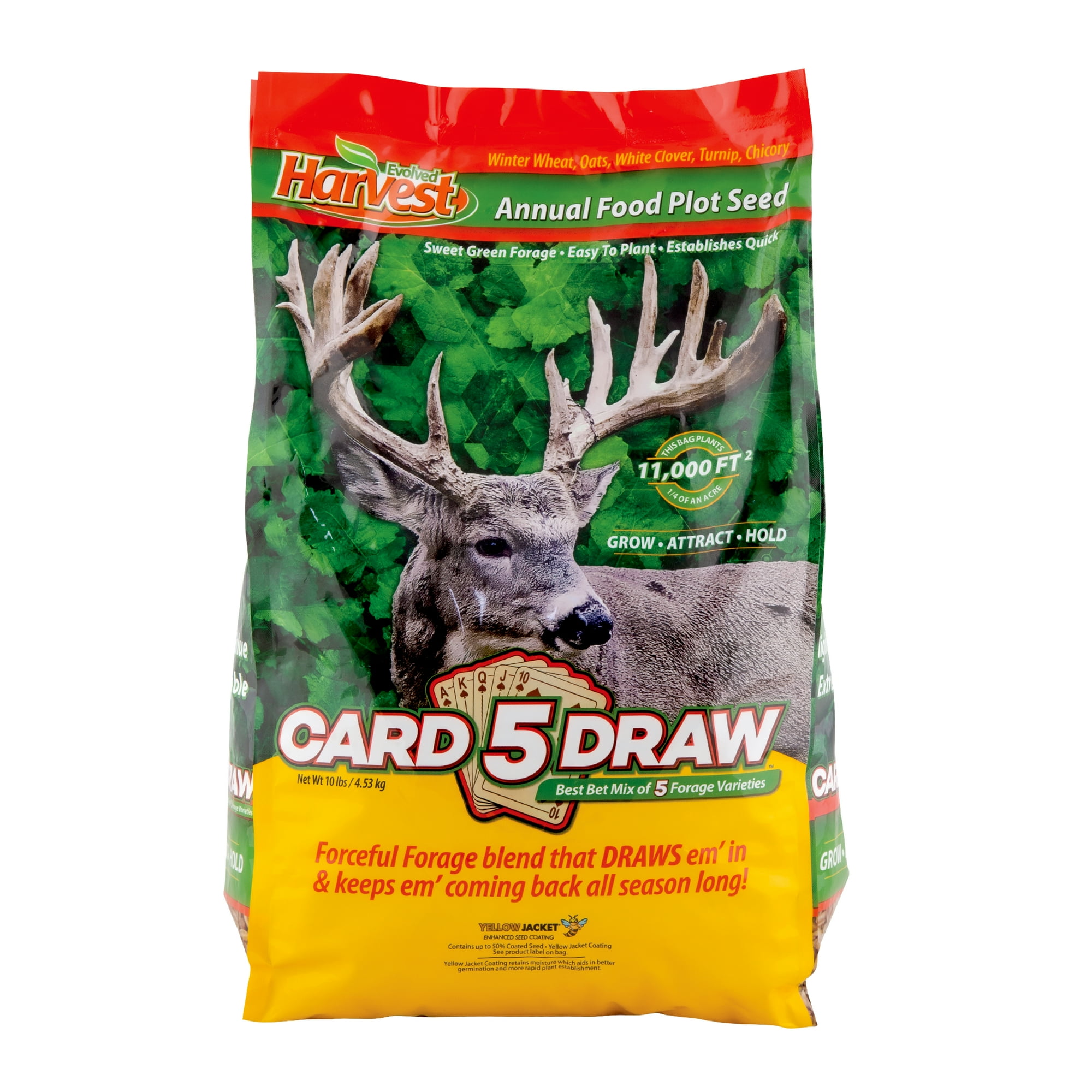 Evolved Harvest 5 Card Draw Food Plot Seed - All Season Long High-Protein & Minerals Forage for Deer 10 lb Bag