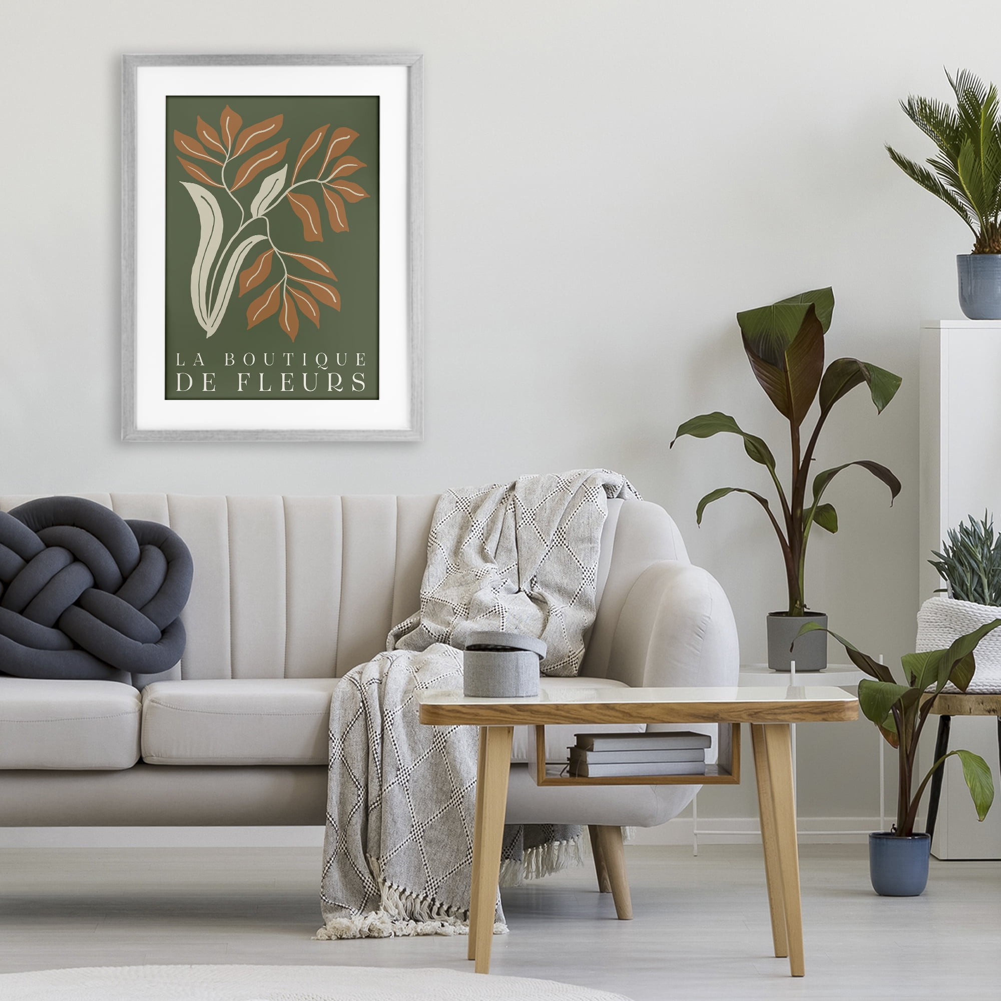 Stupell Industries Flower Shop Midcentury Minimal Gray Framed Print Under Glass, design by Emily Navas