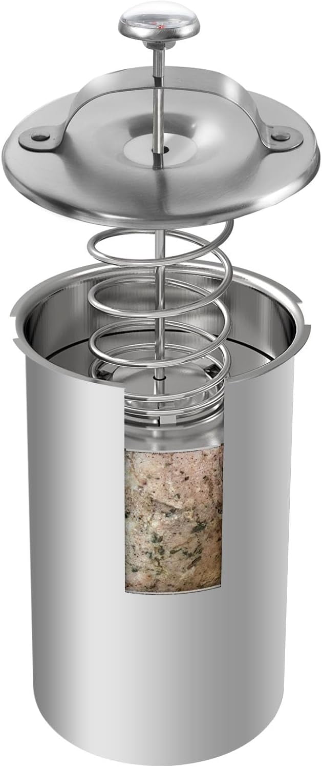 Stainless Steel Deli Meat Press, 304 Stainless Steel  Tool with Thermometer & Spring Mechanism,Maker for Homemade Sandwiches and Lunch Mea