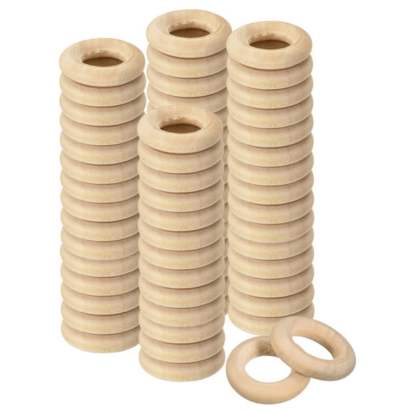 60Pack Natural Wood Rings, 20mm/0.6inch Unfinished Smooth Circles (5mm Thick)
