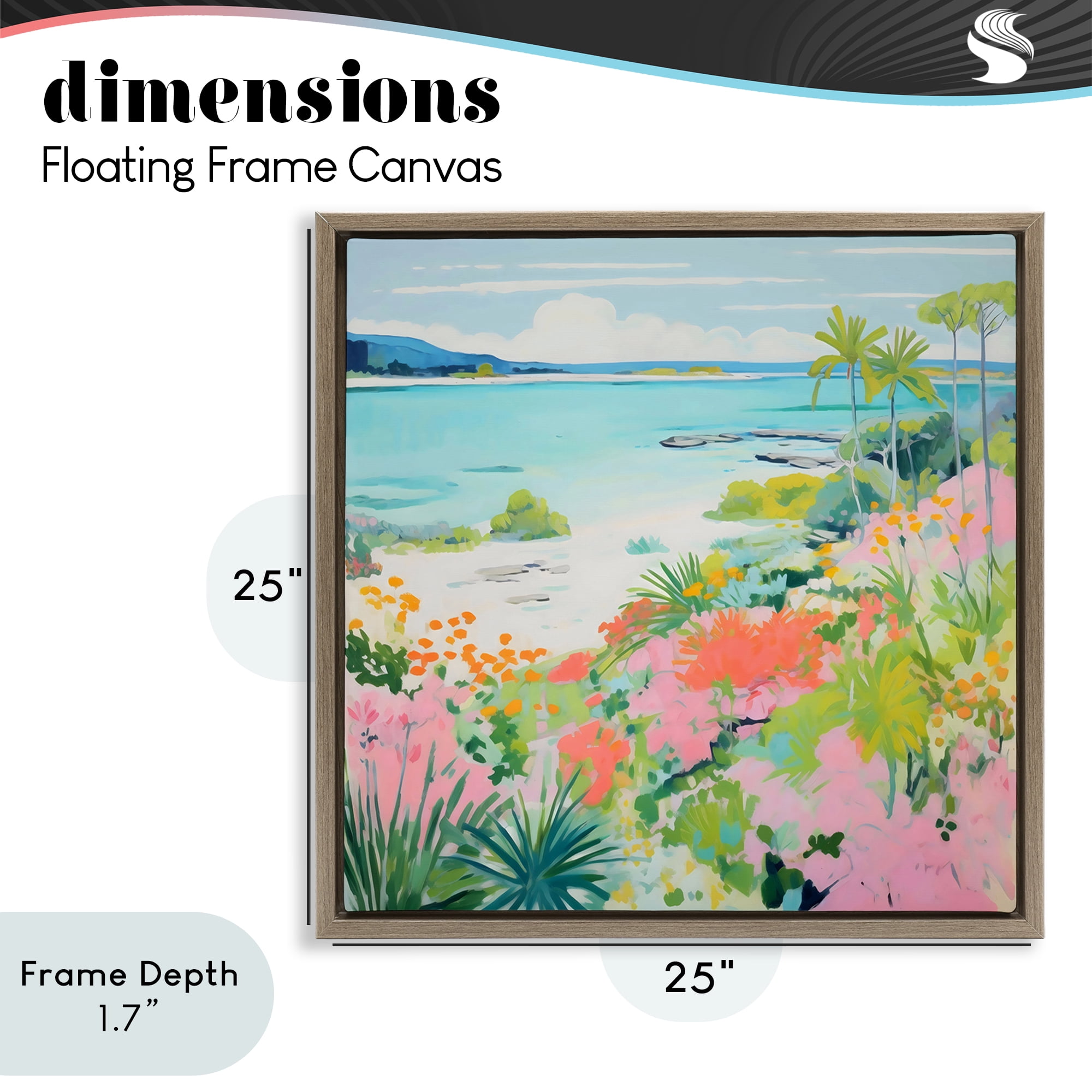 Stupell Industries Tropical Coast Blooming Shoreline Brown Framed Floater Canvas Wall Art, design by Creative Studio