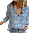 thumbnail image 2 of ICHUANYI Clearance Womens Fashion Casual Knot Floral Short Sleeves V-Neck Shirt Blouse Tops(Blue, S) Ichuanyi Ichuanyi, 2 of 8