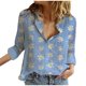 thumbnail image 2 of ICHUANYI Clearance Womens Fashion Casual Knot Floral Short Sleeves V-Neck Shirt Blouse Tops(Blue, XXXL) Ichuanyi Ichuanyi, 2 of 8