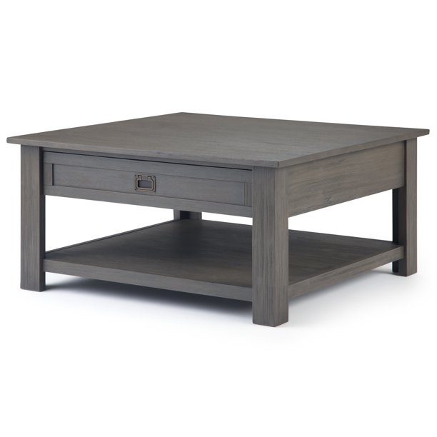 Brooklyn Max Sullivan Solid Acacia Wood 38 Inch Wide Square Rustic Contemporary Coffee Table In Farmhouse Grey Com Max Sullivan Solid Acacia Wood 38 Inch, Grey Wooden Square Coffee Table
