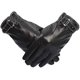 thumbnail image 4 of Guantes de cuero para mensajes de texto con pantalla táctil para hombre, guantes suaves negros cálidos de invierno, cachemira, 4 of 4