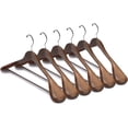 thumbnail image 1 of Perchas de madera de lujo para trajes, perchas de madera para abrigos, chaquetas, ropa de abrigo, perchas para camisas, con hombro extra ancho, ganchos giratorios de 360 grados y barra antideslizante, 1 of 1