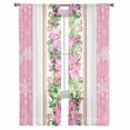 thumbnail image 2 of Pink Christmas Sheer Curtains 63 Inches Long, Poinsettia Botanical Snowflake Light Filtering Window Curtains for Living Room/Bedroom, Rod Pocket Voile Sheer Curtain Drapes, 52"W x 63"L, 2 Panels, 2 of 9