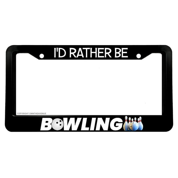 I'd Rather Be Bowling Funny Joke Gag Prank License Plate Frame