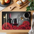thumbnail image 2 of Valentine's Day Placemats Set of 6, Romantic Couple Lover Shadow Red Roses Floral Red Wine Non-Slip Place Mats Washable Table Mats for Kitchen Dining Table Decorations Indoor/Outdoor, 2 of 9