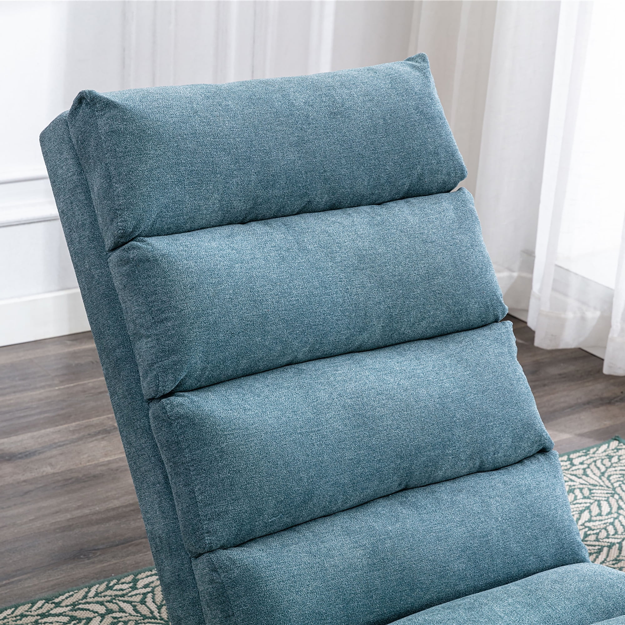 MAYEERTY Linen Massage Chaise Lounge Indoor with Remote Control,Ergonomic Electric Massage Long Lounger with 5 Modes for Office, Living Room,Bedroom，Blue