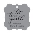 thumbnail image 1 of Darling Souvenir Custom Let Love Sparkle Wedding Hang Tags Personalized Fancy Frame Paper Tags -Gray-50 Tags, 1 of 1