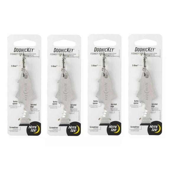 Nite Ize DoohicKey FishKey 4 Pack Key Tool Keychain Multi-Tool Fish Stainless Steel