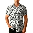 thumbnail image 2 of Mifsaly Mens Valentines Shirt Hearts Print Short Sleeve Blouse Cozy Breathable Vacation Tops Festival Party Lapel Basic Blouse Spring Summer Outfits XXL, 2 of 9