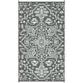 thumbnail image 3 of GlowSol 9'x12' Outdoor Rug Reversible Plastic Straw Area Rug Vintage Medallion Waterproof Area Rug for Patio Deck Balcony Backyard Picnic Beach, Gray White, 3 of 8