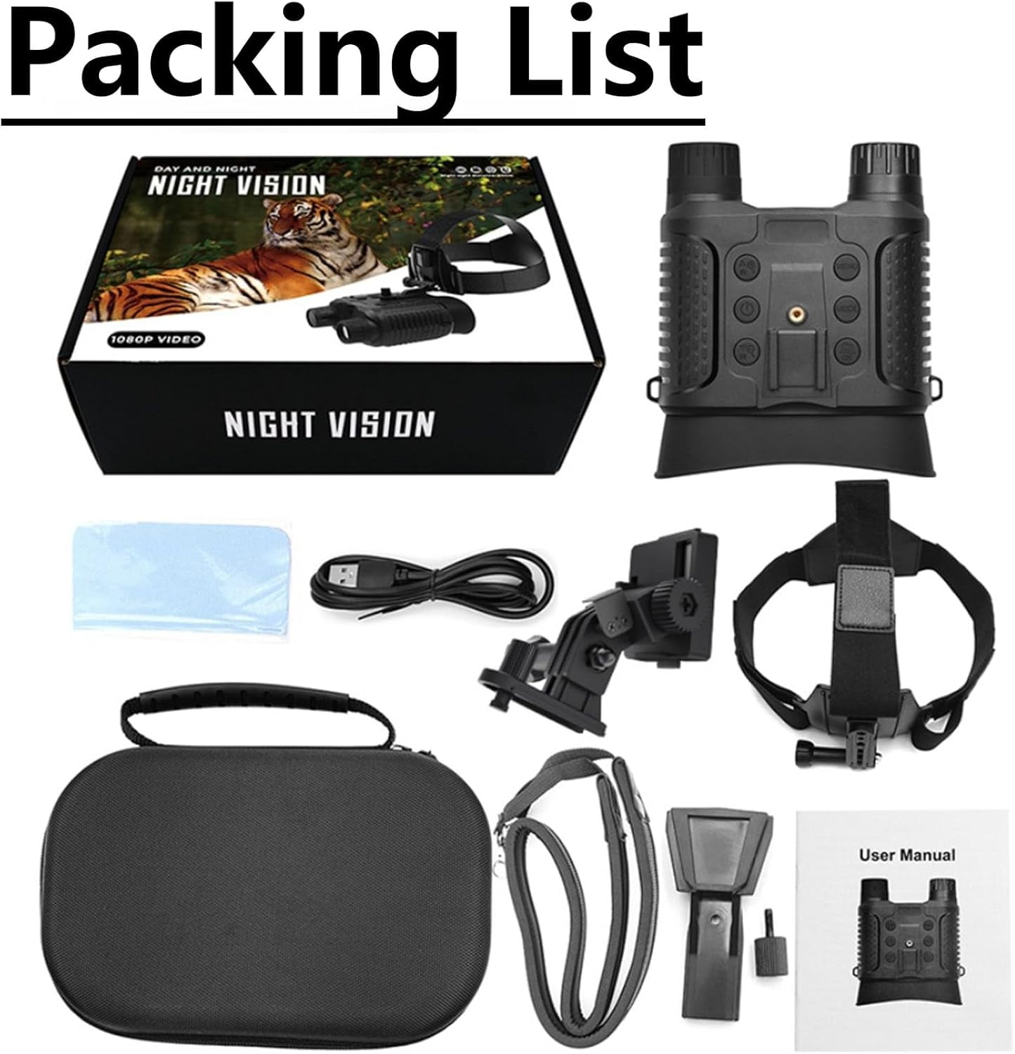 Night Vision Goggles Binoculars, 1312FT Digital Infrared Head Mounted Night Vision with, 2.7" Large Screen Can Save 1080P Video and 12M Photo, 8 X Digital Zoom, Include 32GB SD Card