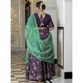 thumbnail image 5 of XL LOVE By Janasya Women's Purple Georgette Embellished Skirt Blouse Scarf, 5 of 5