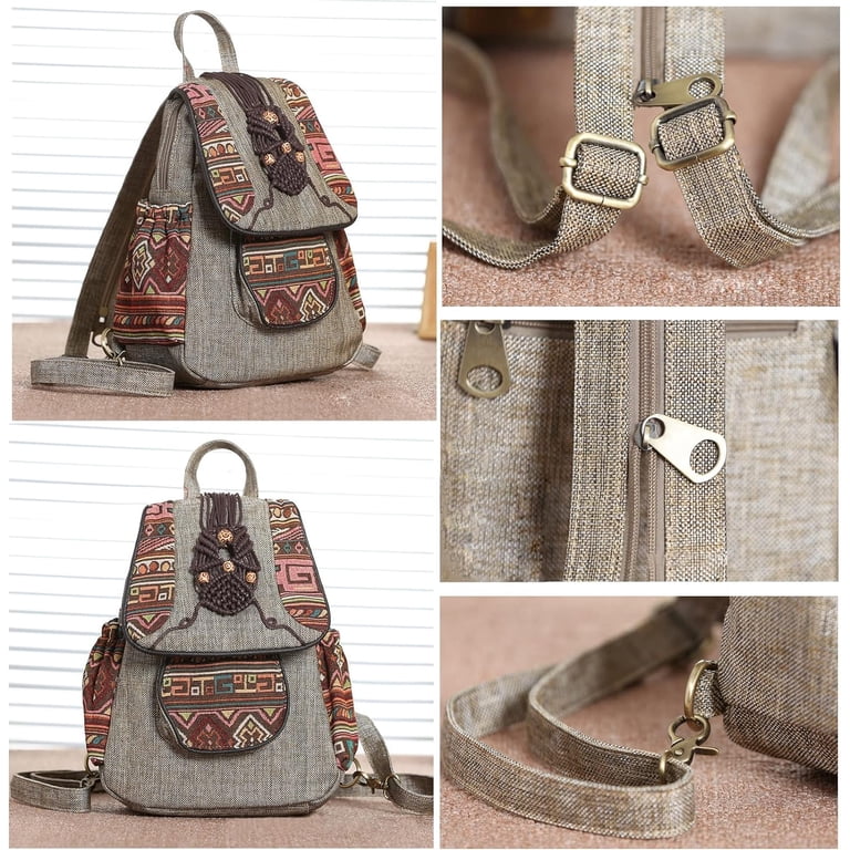 Vintage Embroidery Boho Backpack Daypack Drawstring Casual Travel Handbag Amazon.com: surrylake Vintage Embroidered Women Backpacks  main image 2
