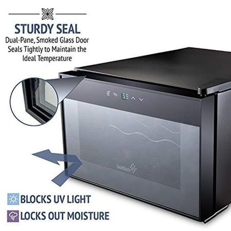 Ivation 8 Bottle Countertop Thermoelectric Wine Cooler Chiller Red