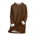 thumbnail image 3 of lcziwo Womens Sherpa Lined Pullover Mock Neck Long Sleeve Fleece Thermal Sweatshirt Loose Comfy Loungewear Tunic Tops Limited Time Sales of Today Brown S, 3 of 6