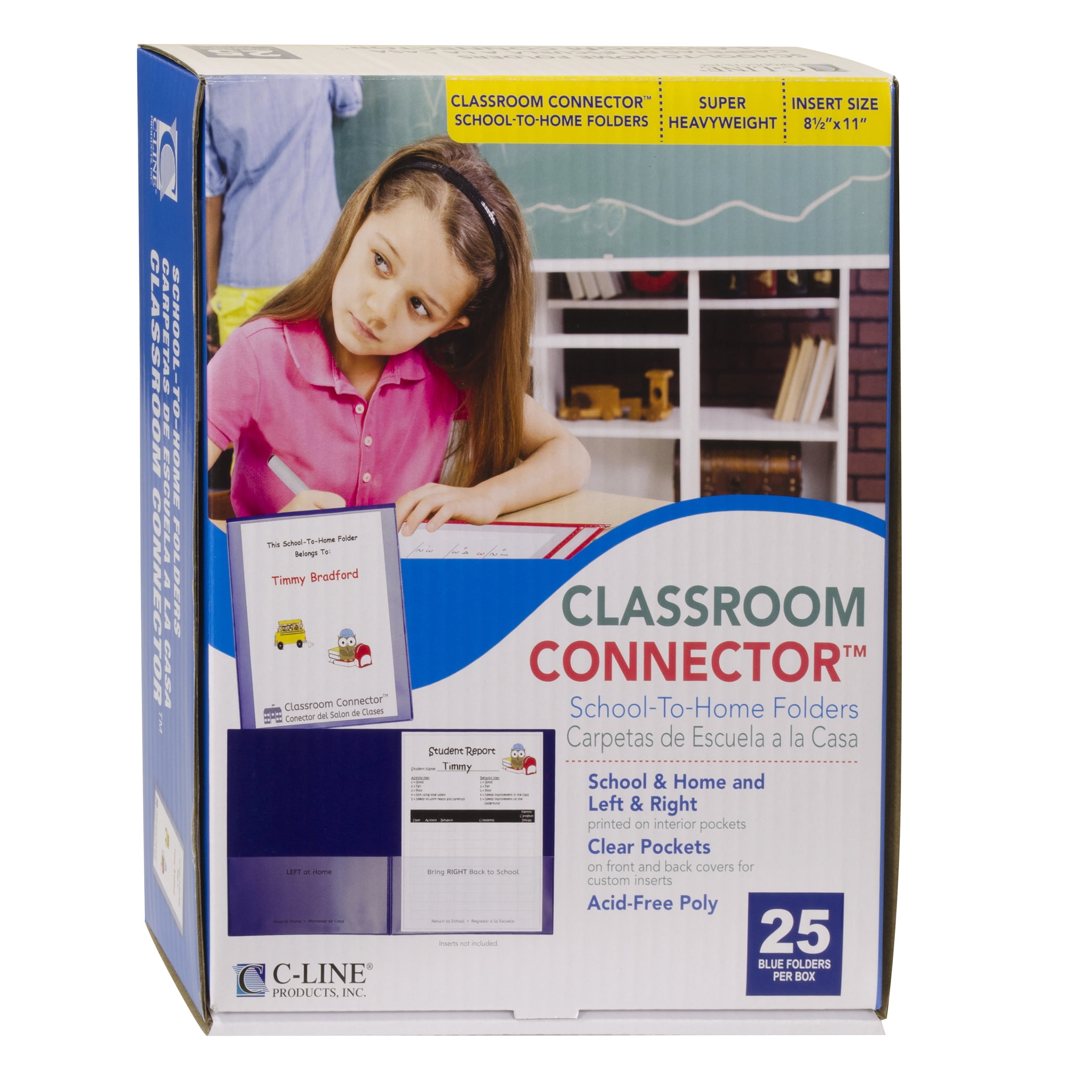 C-Line Products CLI32005 25CT Classroom Connector Folders- Blue